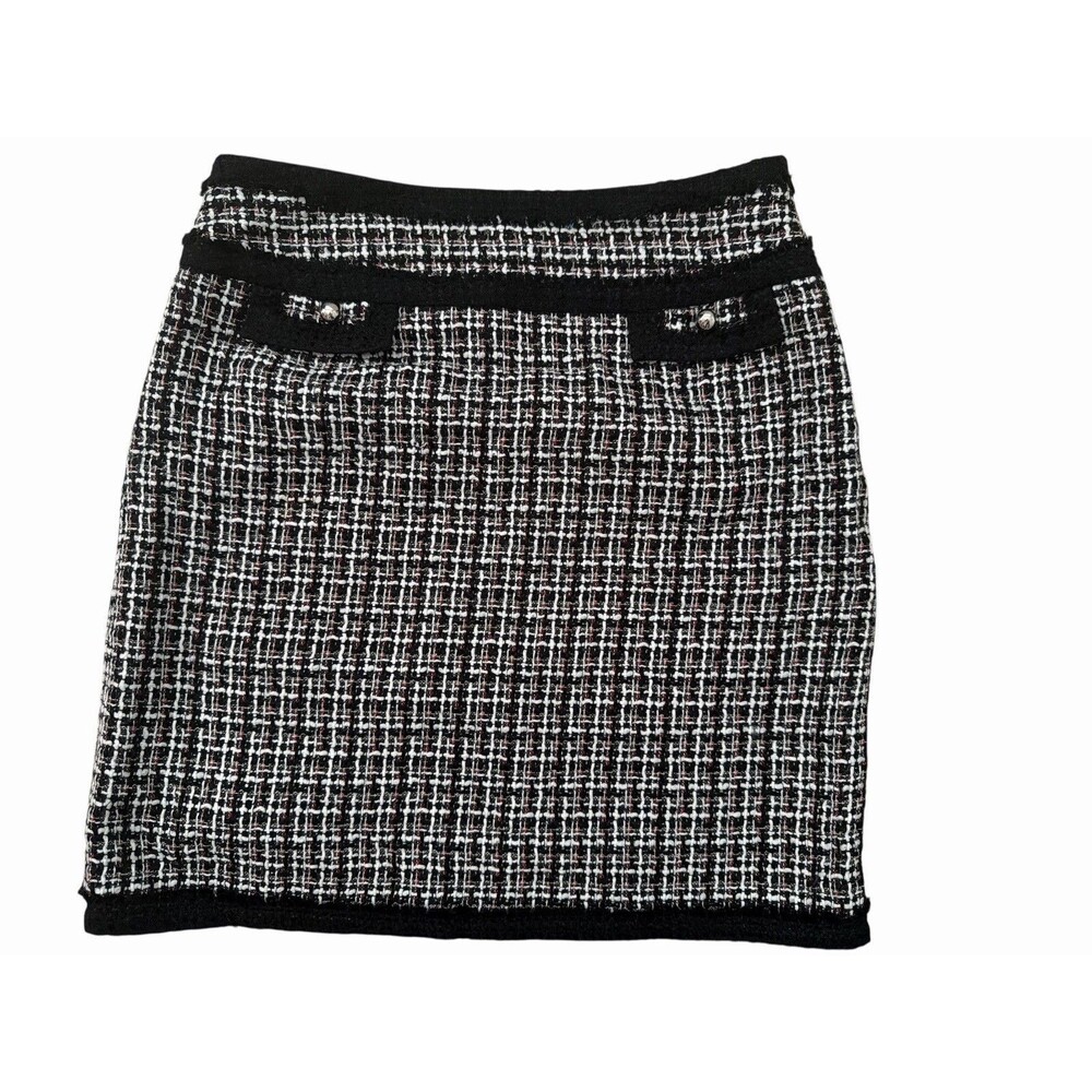 White House Black Market Skirt Women’s 6 Lined‎ Silk / Acrylic Tweed A Line Mini